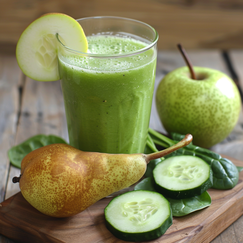 Experience the zestful burst of health with our Citrus Sunrise smoothie, elegantly presented in a glass and adorned with a crisp apple slice. This revitalizing blend is brimming with fresh ingredients—crafted from whole pears, juicy apples, crisp cucumber slices, and vibrant spinach leaves. Each sip radiates the essence of a sunrise, delivering natural energy that's as uplifting as it is nourishing. At Zestful Blends, we prioritize eco-friendly practices to ensure our products are as good for the planet as they are for you. Indulge in the freshness and vitality that only nature can offer—bursting with goodness! Experience the zestful burst of health with our Citrus Sunrise smoothie, elegantly presented in a glass and adorned with a crisp apple slice. This revitalizing blend is brimming with fresh ingredients—crafted from whole pears, juicy apples, crisp cucumber slices, and vibrant spinach leaves. Each sip radiates the essence of a sunrise, delivering natural energy that's as uplifting as it is nourishing. At Zestful Blends, we prioritize eco-friendly practices to ensure our products are as good for the planet as they are for you. Indulge in the freshness and vitality that only nature can offer—bursting with goodness!