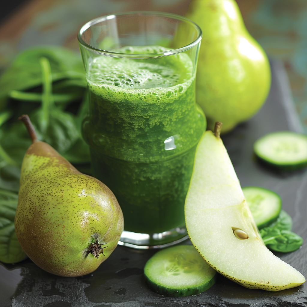 A lively glass of Citrus Sunrise graces a dark surface, radiating health and vitality. Nestled among crisp whole pears, refreshing cucumber slices, and vibrant spinach leaves, this green and frothy drink is bursting with goodness. Each sip delivers a splash of citrus freshness reminiscent of a vibrant sunrise. Crafted with premium ingredients that epitomize our commitment to eco-friendly practices, Citrus Sunrise promises not just flavor but wholesome nourishment in every delicious drop. At Zestful Blends, we elevate your wellness journey with fruit salads, invigorating juices, delectable snacks, smoothies packed with natural energy boosters, whole fruit packs for on-the-go ease, and delightful desserts—all infused with the essence of nature’s best! A lively glass of Citrus Sunrise graces a dark surface, radiating health and vitality. Nestled among crisp whole pears, refreshing cucumber slices, and vibrant spinach leaves, this green and frothy drink is bursting with goodness. Each sip delivers a splash of citrus freshness reminiscent of a vibrant sunrise. Crafted with premium ingredients that epitomize our commitment to eco-friendly practices, Citrus Sunrise promises not just flavor but wholesome nourishment in every delicious drop. At Zestful Blends, we elevate your wellness journey with fruit salads, invigorating juices, delectable snacks, smoothies packed with natural energy boosters, whole fruit packs for on-the-go ease, and delightful desserts—all infused with the essence of nature’s best!