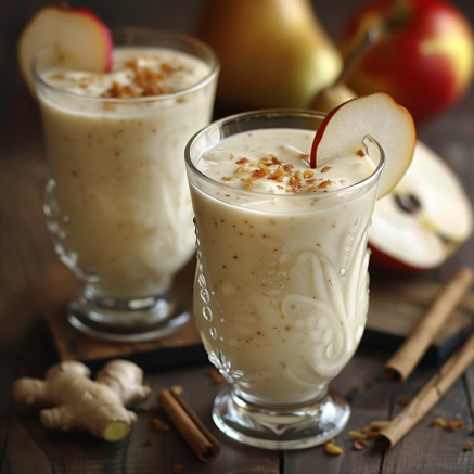 Two glass cups brimming with our creamy Avocado Green Dream, adorned with crisp apple slices and a delightful sprinkle of granola. Surrounding this luscious treat are juicy pears and apples, zesty ginger root, and the perfect avocado—all set against a rich wooden backdrop. Cinnamon sticks add a cozy warmth to this tableau of freshness. At Zestful Blends, every sip is bursting with goodness, reflecting our commitment to health benefits and eco-friendly practices in all our vibrant fruit salads, revitalizing juices, nutritious snacks, delicious smoothies, whole fruit packs, and delectable desserts. Two glass cups brimming with our creamy Avocado Green Dream, adorned with crisp apple slices and a delightful sprinkle of granola. Surrounding this luscious treat are juicy pears and apples, zesty ginger root, and the perfect avocado—all set against a rich wooden backdrop. Cinnamon sticks add a cozy warmth to this tableau of freshness. At Zestful Blends, every sip is bursting with goodness, reflecting our commitment to health benefits and eco-friendly practices in all our vibrant fruit salads, revitalizing juices, nutritious snacks, delicious smoothies, whole fruit packs, and delectable desserts.