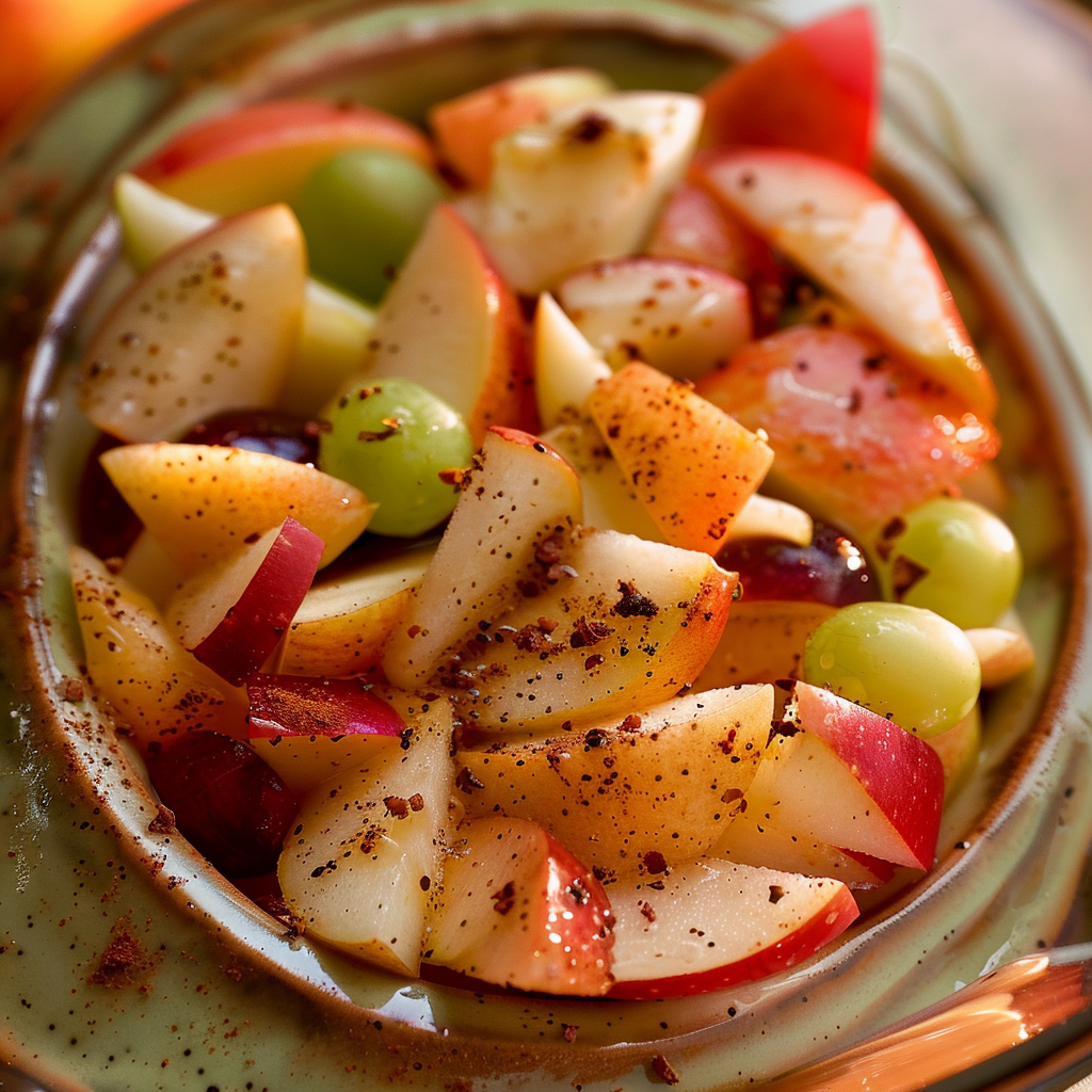 A radiant, close-up image of our Orchard Medley, bursting with goodness in every vibrant bite. This bowl showcases an enticing assortment of fresh fruits like crisp apples, juicy grapes, and succulent melon chunks, all meticulously sprinkled with a blend of invigorating spices. Each fruit glistens with natural freshness, creating a tantalizing fusion of colors and textures. Enjoy the health benefits and eco-friendly choices that make Zestful Blends your go-to for wholesome fruit salads that elevate every meal. A radiant, close-up image of our Orchard Medley, bursting with goodness in every vibrant bite. This bowl showcases an enticing assortment of fresh fruits like crisp apples, juicy grapes, and succulent melon chunks, all meticulously sprinkled with a blend of invigorating spices. Each fruit glistens with natural freshness, creating a tantalizing fusion of colors and textures. Enjoy the health benefits and eco-friendly choices that make Zestful Blends your go-to for wholesome fruit salads that elevate every meal.