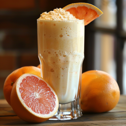 A tall glass of our luscious Citrus Burst smoothie, brimming with fresh, creamy orange zest, is elegantly topped with a fluffy dollop of whipped cream and a vibrant orange slice. Surrounding the glass are three plump whole oranges and a juicy halved orange, showcasing the bounty of pure goodness in every sip. All set against a softly blurred background, this scene epitomizes the healthful vibrancy and eco-friendly freshness that Zestful Blends proudly delivers in our fruit salads, juices, snacks, smoothies, whole fruit packs, and desserts. Get ready to savor nature’s vitality bursting with goodness! A tall glass of our luscious Citrus Burst smoothie, brimming with fresh, creamy orange zest, is elegantly topped with a fluffy dollop of whipped cream and a vibrant orange slice. Surrounding the glass are three plump whole oranges and a juicy halved orange, showcasing the bounty of pure goodness in every sip. All set against a softly blurred background, this scene epitomizes the healthful vibrancy and eco-friendly freshness that Zestful Blends proudly delivers in our fruit salads, juices, snacks, smoothies, whole fruit packs, and desserts. Get ready to savor nature’s vitality bursting with goodness!