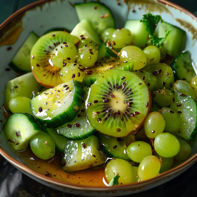 Experience the vitality of Zestful Blends with our Kiwi Cucumber Crunch salad, bursting with goodness! This refreshing, nutrient-packed bowl delights your senses with crisp kiwi and cucumber, garnished with nutritious seeds and drizzled in a zesty dressing. Each bite offers a vibrant crunch that’s as satisfying as it is wholesome. Enjoy the fresh flavors while supporting eco-friendly choices that nourish both you and the planet. Discover more health-boosting indulgences with our fruit salads, juices, snacks, smoothies, whole fruit packs, and desserts! Experience the vitality of Zestful Blends with our Kiwi Cucumber Crunch salad, bursting with goodness! This refreshing, nutrient-packed bowl delights your senses with crisp kiwi and cucumber, garnished with nutritious seeds and drizzled in a zesty dressing. Each bite offers a vibrant crunch that’s as satisfying as it is wholesome. Enjoy the fresh flavors while supporting eco-friendly choices that nourish both you and the planet. Discover more health-boosting indulgences with our fruit salads, juices, snacks, smoothies, whole fruit packs, and desserts!