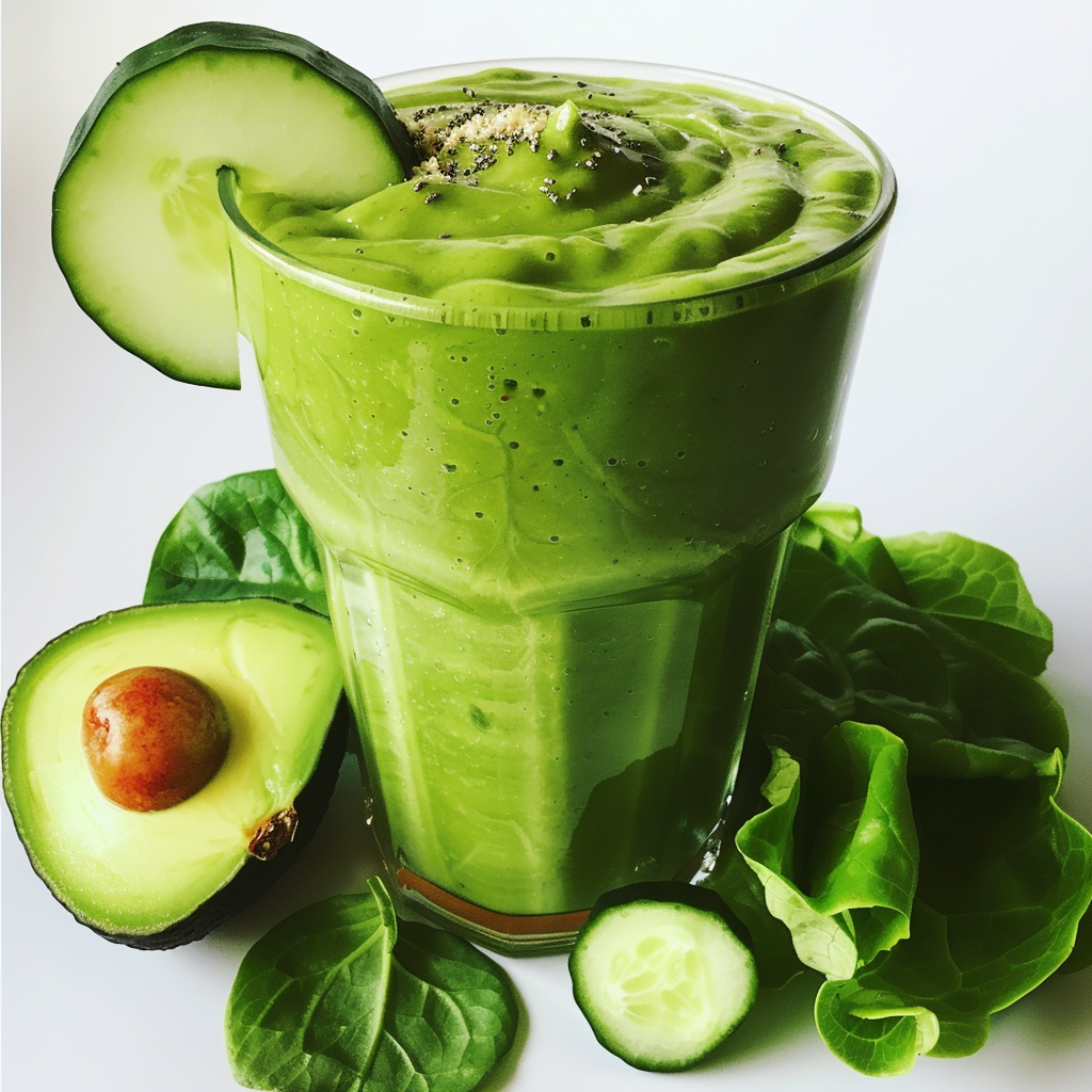 A glass of our Apple Avocado Awe Smoothie sits elegantly on a pristine white surface, crowned with a refreshing cucumber slice. Surrounding the glass are vibrant ingredients like creamy avocado, lush spinach leaves, crisp apple slices, and cool cucumber, all showcasing the exceptional freshness and wholesome goodness of this delightful blend. Bursting with health benefits and natural flavors, this smoothie is not just a treat for your taste buds but also packed with nutrition. Enjoy the invigorating taste and eco-friendly packaging that Zestful Blends proudly offers. Experience the zest in every sip! A glass of our Apple Avocado Awe Smoothie sits elegantly on a pristine white surface, crowned with a refreshing cucumber slice. Surrounding the glass are vibrant ingredients like creamy avocado, lush spinach leaves, crisp apple slices, and cool cucumber, all showcasing the exceptional freshness and wholesome goodness of this delightful blend. Bursting with health benefits and natural flavors, this smoothie is not just a treat for your taste buds but also packed with nutrition. Enjoy the invigorating taste and eco-friendly packaging that Zestful Blends proudly offers. Experience the zest in every sip!