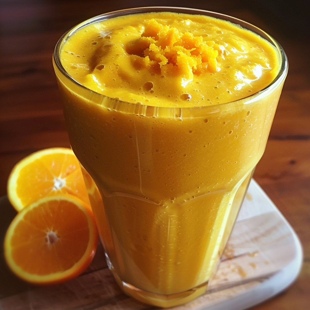 A tall glass brimming with our creamy, luminous Citrus Glow Smoothie stands proudly, topped with vibrant citrus zest and bursting with goodness. Behind this radiant drink, two fresh orange halves sit elegantly on a rustic wooden cutting board, highlighting the farm-fresh quality of our ingredients. At Zestful Blends, we celebrate health and vitality in every sip – enjoy our range of fruit salads, juices, snacks, smoothies, whole fruit packs, and delectable desserts made sustainably for an eco-friendly touch! A tall glass brimming with our creamy, luminous Citrus Glow Smoothie stands proudly, topped with vibrant citrus zest and bursting with goodness. Behind this radiant drink, two fresh orange halves sit elegantly on a rustic wooden cutting board, highlighting the farm-fresh quality of our ingredients. At Zestful Blends, we celebrate health and vitality in every sip – enjoy our range of fruit salads, juices, snacks, smoothies, whole fruit packs, and delectable desserts made sustainably for an eco-friendly touch!