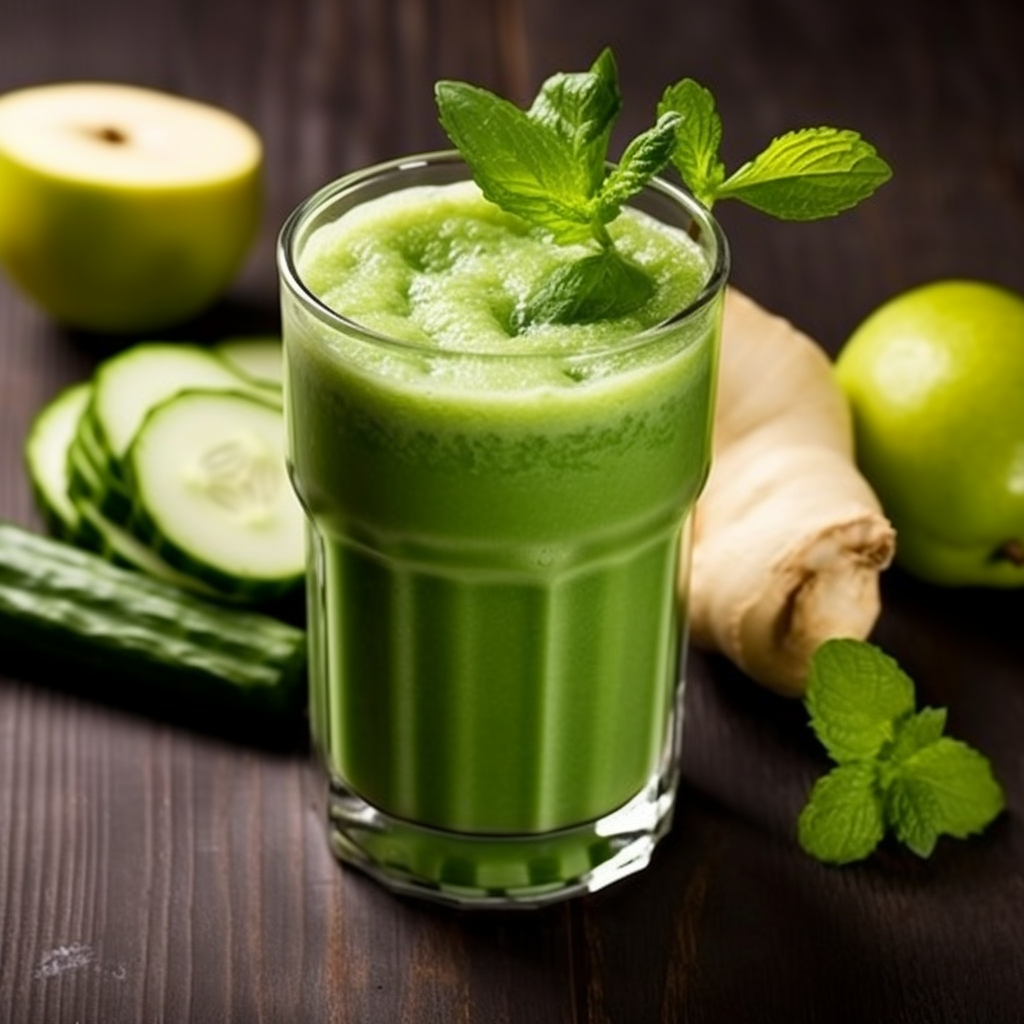 Indulge in wellness with our Green Apple Ginger Twist smoothie, brimming with fresh mint leaves, crisp cucumber, and a zesty splash of green apple. This vibrant blend is bursting with goodness, offering a refreshing boost of vitality. Our eco-friendly packaging ensures you enjoy nature’s bounty sustainably every sip! Indulge in wellness with our Green Apple Ginger Twist smoothie, brimming with fresh mint leaves, crisp cucumber, and a zesty splash of green apple. This vibrant blend is bursting with goodness, offering a refreshing boost of vitality. Our eco-friendly packaging ensures you enjoy nature’s bounty sustainably every sip!