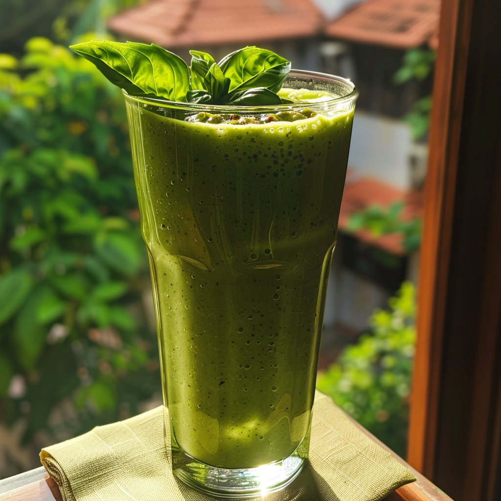 A tall glass of our vibrant Green Guava Glow Smoothie, bursting with goodness and garnished with fresh basil leaves, sits on a folded napkin. In the background, a sunlit outdoor scene reveals lush green foliage and charming red-roofed buildings. Enjoy a refreshing blend that’s as healthy as it is delicious, made from freshly picked ingredients. At Zestful Blends, we prioritize both your wellbeing and the planet's by embracing eco-friendly practices in all our fruit salads, juices, snacks, smoothies, whole fruit packs, and desserts. A tall glass of our vibrant Green Guava Glow Smoothie, bursting with goodness and garnished with fresh basil leaves, sits on a folded napkin. In the background, a sunlit outdoor scene reveals lush green foliage and charming red-roofed buildings. Enjoy a refreshing blend that’s as healthy as it is delicious, made from freshly picked ingredients. At Zestful Blends, we prioritize both your wellbeing and the planet's by embracing eco-friendly practices in all our fruit salads, juices, snacks, smoothies, whole fruit packs, and desserts.