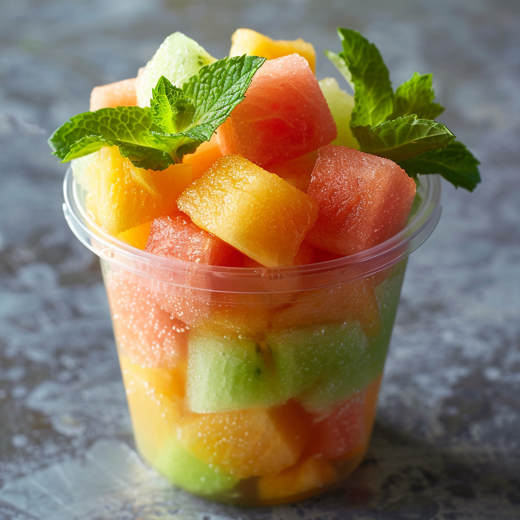 A crystal-clear cup brimming with our Melon Medley Magic—a tantalizing blend of watermelon, cantaloupe, and honeydew melon, crowned with vibrant mint leaves. Bursting with goodness, this refreshing medley embodies the essence of freshness and health benefits in every bite. Crafted to invigorate your senses and nourish your body, it’s a splendid choice whether you’re on the go or savoring a moment of delight. Our eco-friendly packaging ensures you can relish this nutritious treat while being kind to the planet. Join Zestful Blends and experience the true taste of vitality! A crystal-clear cup brimming with our Melon Medley Magic—a tantalizing blend of watermelon, cantaloupe, and honeydew melon, crowned with vibrant mint leaves. Bursting with goodness, this refreshing medley embodies the essence of freshness and health benefits in every bite. Crafted to invigorate your senses and nourish your body, it’s a splendid choice whether you’re on the go or savoring a moment of delight. Our eco-friendly packaging ensures you can relish this nutritious treat while being kind to the planet. Join Zestful Blends and experience the true taste of vitality!