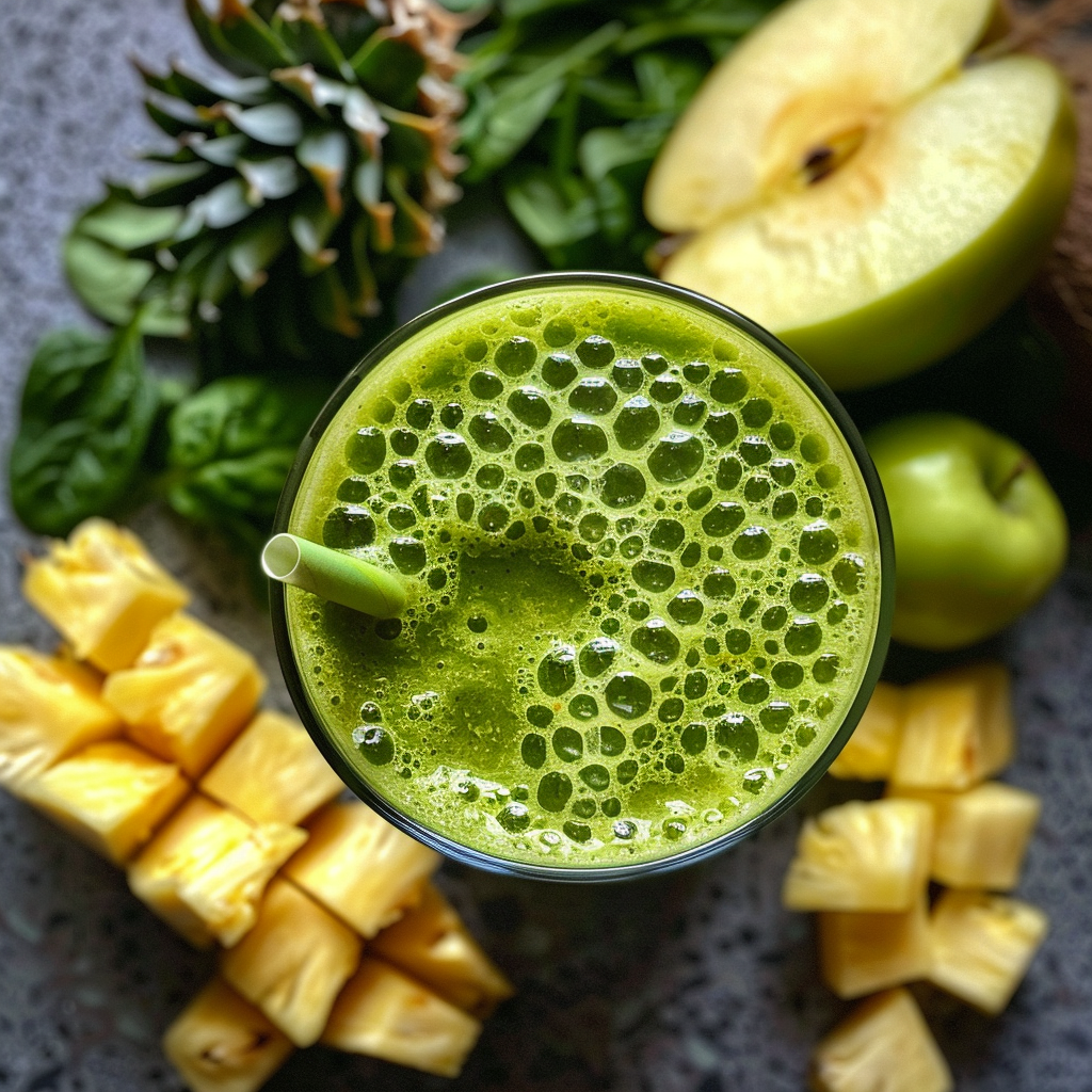 A vibrant glass of our Pineapple Green Dream Smoothie takes center stage, bursting with goodness and surrounded by the freshest ingredients. Juicy pineapple chunks, crisp spinach leaves, and luscious green apples invite you to indulge in a delightful blend that promises both flavor and health benefits. Topped with a frothy finish and eco-friendly green straw, this smoothie epitomizes Zestful Blends’ commitment to wellness and sustainability. Sip into vitality today! A vibrant glass of our Pineapple Green Dream Smoothie takes center stage, bursting with goodness and surrounded by the freshest ingredients. Juicy pineapple chunks, crisp spinach leaves, and luscious green apples invite you to indulge in a delightful blend that promises both flavor and health benefits. Topped with a frothy finish and eco-friendly green straw, this smoothie epitomizes Zestful Blends’ commitment to wellness and sustainability. Sip into vitality today!