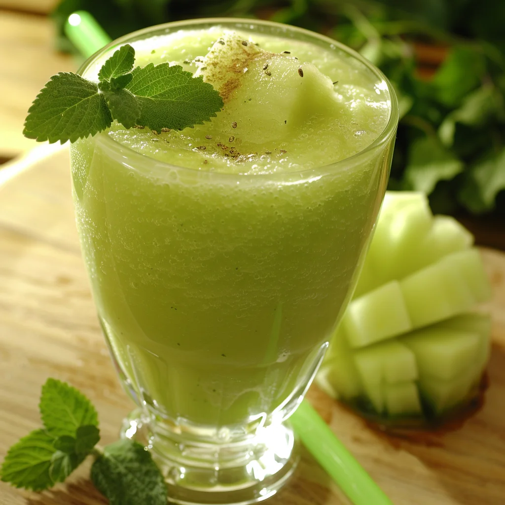 Experience the vibrant goodness with our Sage Melon Soother Smoothie, a healthy delight from Zestful Blends! This refreshing concoction in a clear glass is bursting with freshness, garnished with fragrant mint leaves and a touch of ground spices to elevate your senses. Accompanied by juicy melon cubes and extra mint leaves, this smoothie is set against a natural wooden backdrop with lush greenery peeking through—highlighting our commitment to eco-friendly practices. Enjoy a symphony of flavors that’s not just delicious but also nourishes your body from within. Dive into healthful indulgence today! Experience the vibrant goodness with our Sage Melon Soother Smoothie, a healthy delight from Zestful Blends! This refreshing concoction in a clear glass is bursting with freshness, garnished with fragrant mint leaves and a touch of ground spices to elevate your senses. Accompanied by juicy melon cubes and extra mint leaves, this smoothie is set against a natural wooden backdrop with lush greenery peeking through—highlighting our commitment to eco-friendly practices. Enjoy a symphony of flavors that’s not just delicious but also nourishes your body from within. Dive into healthful indulgence today!