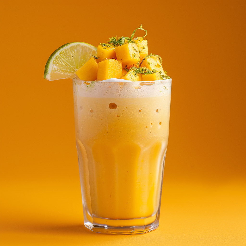 A tall glass of our creamy Mango Tango smoothie, brimming with fresh mango chunks, a zesty slice of lime, and finely chopped herbs. The vibrant yellow background radiates tropical vibes, making this refreshingly delightful blend a burst of goodness for your health. Packed with essential vitamins and bursting with freshness, it's the perfect way to energize your day. At Zestful Blends, our commitment to eco-friendly practices ensures every sip supports both you and the planet. Enjoy the vibrant vitality of our products and treat yourself to nature’s finest! A tall glass of our creamy Mango Tango smoothie, brimming with fresh mango chunks, a zesty slice of lime, and finely chopped herbs. The vibrant yellow background radiates tropical vibes, making this refreshingly delightful blend a burst of goodness for your health. Packed with essential vitamins and bursting with freshness, it's the perfect way to energize your day. At Zestful Blends, our commitment to eco-friendly practices ensures every sip supports both you and the planet. Enjoy the vibrant vitality of our products and treat yourself to nature’s finest!