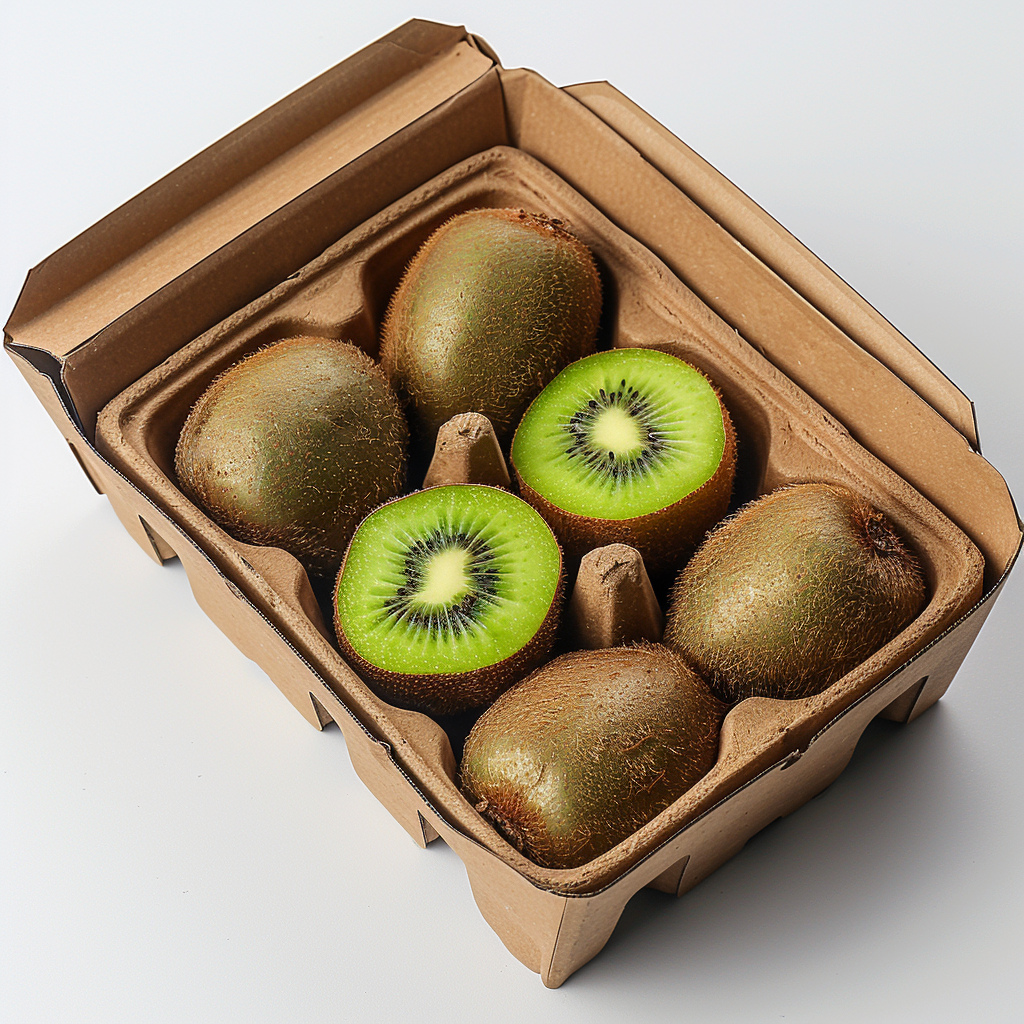 An Orange Package from Zestful Blends featuring five whole kiwis and one halved kiwi, all arranged in a fresh and vibrant grid. The halved kiwi reveals its luscious, bright green flesh and nutrient-packed black seeds—bursting with goodness! Our signature bright orange packaging isn’t just eye-catching; it’s eco-friendly too. Set against a sleek white backdrop, this image highlights the pure freshness and health benefits of our delicious offerings. Dive into vitality with our fruit salads, refreshing juices, wholesome snacks, energizing smoothies, whole fruit packs bursting with flavor, and indulgent but healthy desserts! An Orange Package from Zestful Blends featuring five whole kiwis and one halved kiwi, all arranged in a fresh and vibrant grid. The halved kiwi reveals its luscious, bright green flesh and nutrient-packed black seeds—bursting with goodness! Our signature bright orange packaging isn’t just eye-catching; it’s eco-friendly too. Set against a sleek white backdrop, this image highlights the pure freshness and health benefits of our delicious offerings. Dive into vitality with our fruit salads, refreshing juices, wholesome snacks, energizing smoothies, whole fruit packs bursting with flavor, and indulgent but healthy desserts!