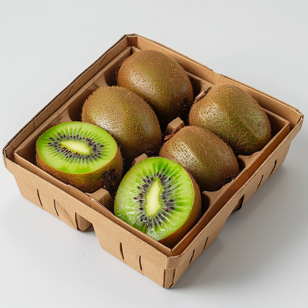 Behold the Orange Package, a vibrant introduction to our Zestful Blends collection! Bursting with goodness, this eco-friendly brown carton features six perfectly designed slots—five cradling whole, luscious kiwifruits and one showcasing a halved kiwi. Marvel at the kiwi’s radiant green flesh and tiny black seeds, brimming with health benefits and freshness. Perfect for fruit salads, energizing juices, delightful snacks, wholesome smoothies, convenient whole fruit packs, or indulgent desserts. Treat yourself to nature's finest flavors while supporting sustainability. #ZestfulBlends #FreshAndVibrant Behold the Orange Package, a vibrant introduction to our Zestful Blends collection! Bursting with goodness, this eco-friendly brown carton features six perfectly designed slots—five cradling whole, luscious kiwifruits and one showcasing a halved kiwi. Marvel at the kiwi’s radiant green flesh and tiny black seeds, brimming with health benefits and freshness. Perfect for fruit salads, energizing juices, delightful snacks, wholesome smoothies, convenient whole fruit packs, or indulgent desserts. Treat yourself to nature's finest flavors while supporting sustainability. #ZestfulBlends #FreshAndVibrant