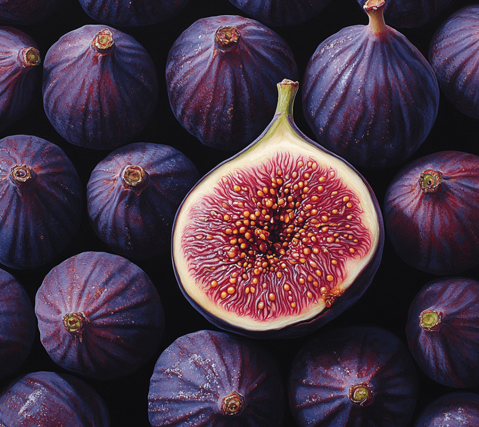 Close-up of fresh figs showcasing the benefits of figs for heart health, low calories, and radiant skin.